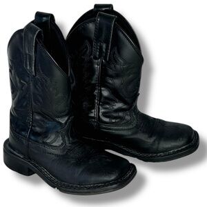 Smoky Mountain Youth Boys Duke Distressed Black Leather Cowboy Boots